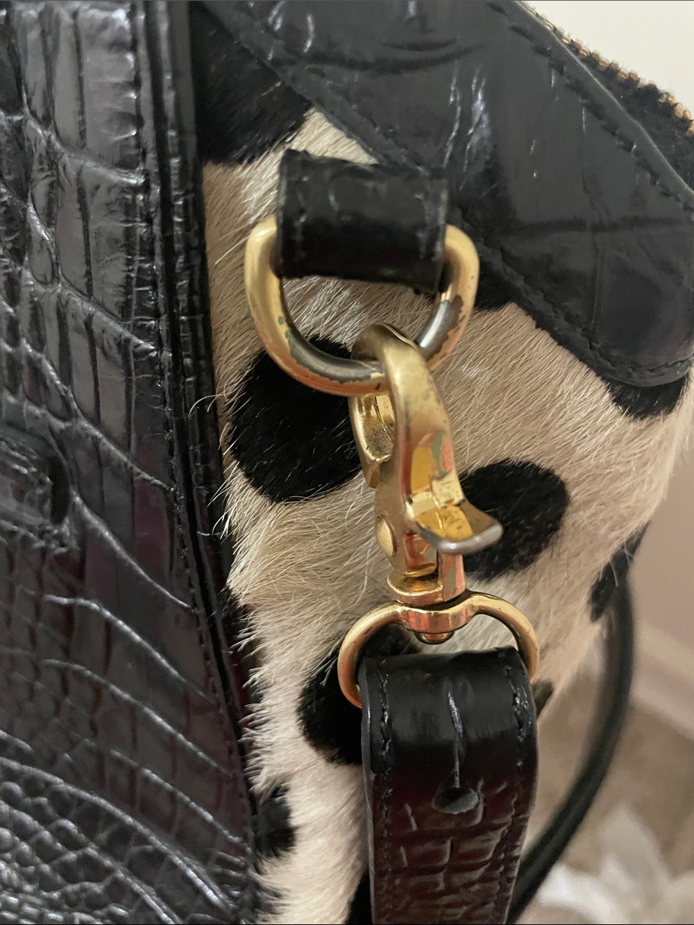 Brahmin Polka Dot Black & Cream Satchel Bag - Picture 11 of 11